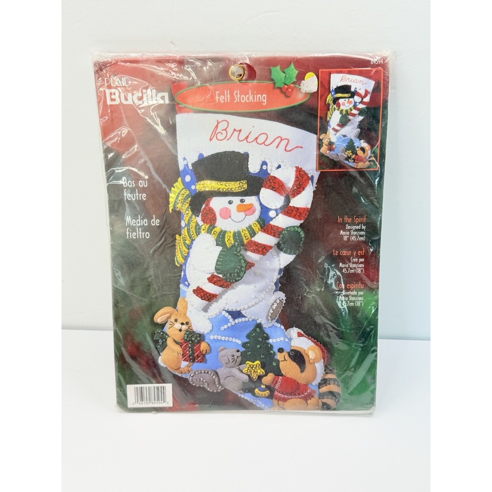 Bucilla 84594 In the Spirit Snowman Stocking Felt Sequins Kit 18" Christmas